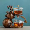 Afternoon Tea Set Magnetic Water Diversion Rotating Cover Bowl Heat-Resistant Glass Tea Set Automatic Tea Maker Lazy Teapot Drinking Tea Set for Adults (Color : I) (A) view 1