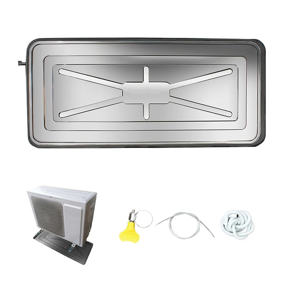 XGQXZWC Air Conditioner Condensate Drain Pan, Stainless Steel Condensate Drain Pad Air Conditioner Water Drip Tray, Universal Window Air Conditioner Drain Kit (Size : 84x38/33x15in)
