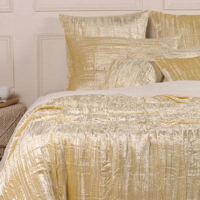 Sophia-Art Crushed Velvet Duvet Cover 3 Pcs Set Solid Pattern Luxury Bedding Cover Comforter Cover with 2 Pillow Shames UO Comforter (Crush- Custard Yellow, Queen 90inch W x 90inch L)