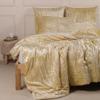 Sophia-Art Crushed Velvet Duvet Cover 3 Pcs Set Solid Pattern Luxury Bedding Cover Comforter Cover with 2 Pillow Shames UO Comforter (Crush- Custard Yellow, Queen 90inch W x 90inch L) view 3
