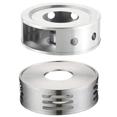 2pcs Stainless Steel Tea Warmer Teapot Milk Warmer Tea Stove Warmer Candle Stand Tea Heater Teapot Warmer (Silver)