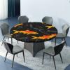 Barsada Shark Orange and Black Print Tablecloth Round Elastic, Waterproof Oil-Proof Table Cover, for Family Gatherings Dinner Party Decor Fit for 44" Table view 2
