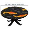 Barsada Shark Orange and Black Print Tablecloth Round Elastic, Waterproof Oil-Proof Table Cover, for Family Gatherings Dinner Party Decor Fit for 44" Table view 4
