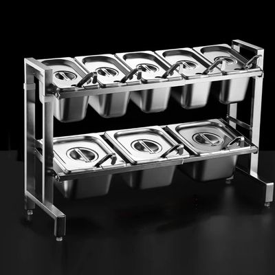Stainless Steel Jam Box Servings Pot Rack, Special Rectangular Pot for Milk Tea Shop, Small Seasoning Box, Sauce Box, Double-Layer Rack,A ()