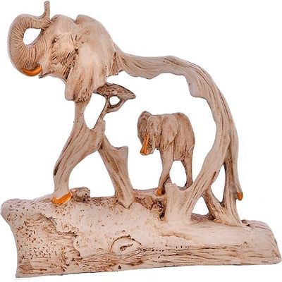 SAI KRIPA Gift GALARY Elephant Family on Mountain Antique Design Sculpture for Home Decor Showpiece Figurine