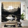 Witzest 4Pcs Cabin Deer Shower Curtain Sets with Non-Slip Rug, U Shape and Toilet Lid Cover Mat, Woodland Hunting Home Bathroom Decor Set Accessories with 12 Hooks, 72 x 72 Inch view 1