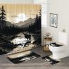 Witzest 4Pcs Cabin Deer Shower Curtain Sets with Non-Slip Rug, U Shape and Toilet Lid Cover Mat, Woodland Hunting Home Bathroom Decor Set Accessories with 12 Hooks, 72 x 72 Inch view 2