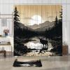 Witzest 4Pcs Cabin Deer Shower Curtain Sets with Non-Slip Rug, U Shape and Toilet Lid Cover Mat, Woodland Hunting Home Bathroom Decor Set Accessories with 12 Hooks, 72 x 72 Inch view 3