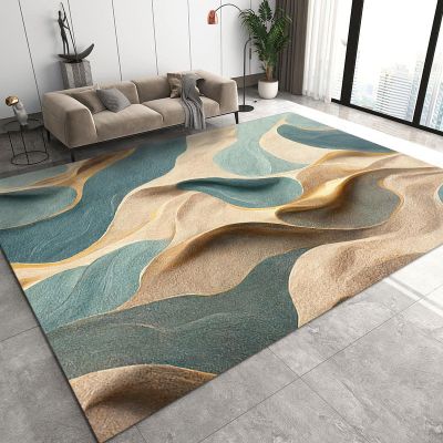 ERAYNA 3x5 Area RugsCyan Brown Gradient Desert Non-Slip Kids Rug Abstract Illusion Stereoscopic Art Upholstery Rug with Non-Slip Backing for Kids Boys Girls Bedroom Living Room Dining Room Study