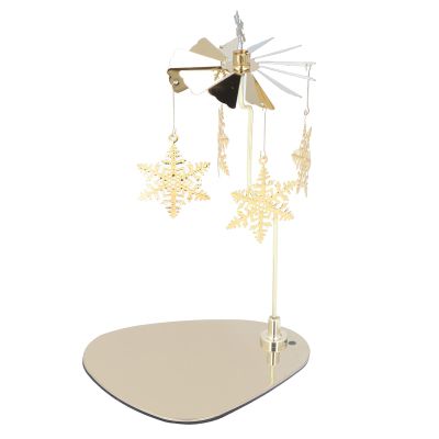 Locadence Spinning Candle Holder with Tray, Round Triangle Tray, Romantic European Style Stainless Steel Wind Chime Candle Holder for Home, Party Decoration (A)