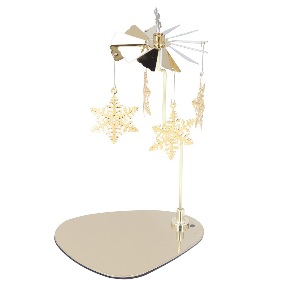 Locadence Spinning Candle Holder with Tray, Round Triangle Tray, Romantic European Style Stainless Steel Wind Chime Candle Holder for Home, Party Decoration (A)