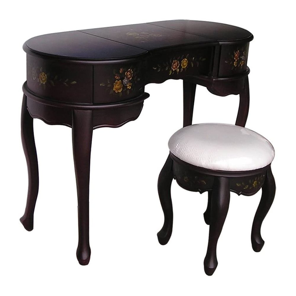FEELIN Makeup Vanity Vanity Desk Set Retro Small Bedroom Dresser Flip Mirror Dresser Ladies Dresser Multifunctional Table with Stool Vanities for Makeup