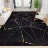 ERAYNA 3x4 Area RugsBlack Gold Lines Geometry Indoor Non-Slip Kids Rug Abstract Golden Texture Art Upholstery Rug with Non-Slip Backing for Kids Boys Girls Bedroom Living Room Dining Room Study view 1