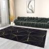 ERAYNA 3x4 Area RugsBlack Gold Lines Geometry Indoor Non-Slip Kids Rug Abstract Golden Texture Art Upholstery Rug with Non-Slip Backing for Kids Boys Girls Bedroom Living Room Dining Room Study view 4