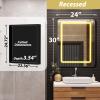 APRILSOUL 24X30 Inch Black Bathroom Medicine Cabinet with Mirror, Recessed or Surface Lighted Medicine Cabinet with 3 Colors Temperature, Dimmable Light view 2