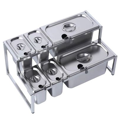 Double-Layer Jam Basin Rack, Stainless Steel Spice Rack, Condiment Distribution Rack, Multi-Functional Sauce Fruit Milk Tea Table Basin Rack,B ()