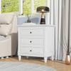3-Drawer Nightstand Storage Wood Cabinet, Modern Bedside Table End Table Sofa Table with Solid Wood Legs, Wood Nightstand for Bedroom Living Room Office Home (White * 21) view 3