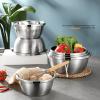 2pcs Stainless Steel 2QT Mixing Bowl Set and Strainers | Rice Washing Bowl With Microporous Colander For Washing Fruit,Vegetables | and For Draining Cooked Pasta (1.5QT) view 4