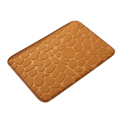 Generic Memory Foam Bath Mat Massage Stone Embossed Bathroom Rugs Super Water Absorbent Machine Washable Bath Rugs Non-Slip Bath Mat Entrance Bedroom Floor Carpet Doormats Living Room, 60x40cm, Khaki