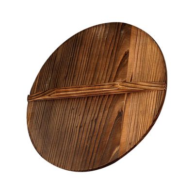 ABOOFAN 14 Inch Old-Style Iron Pot Lid with Wooden Handle Carbonized Wok Cover for Kitchen Cooking Anti-Splash and Storage Cap
