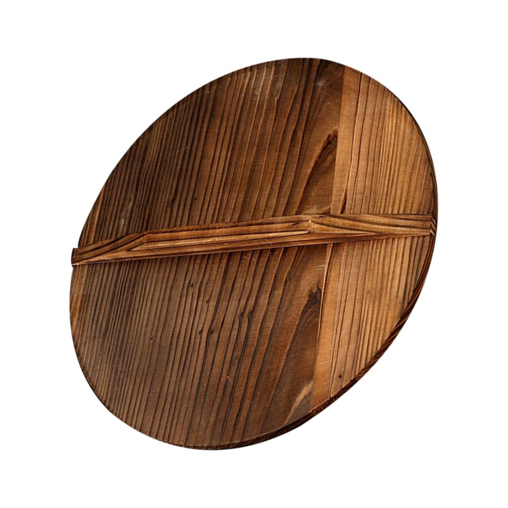 ABOOFAN 14 Inch Old-Style Iron Pot Lid with Wooden Handle Carbonized Wok Cover for Kitchen Cooking Anti-Splash and Storage Cap