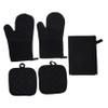 ABOOFAN Kitchen Apron Oven Mitts Hot Pads Non-slip Silicone Surface Safe Cooking view 1