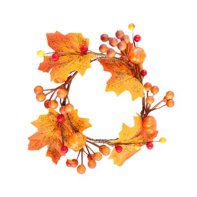 PRETYZOOM Thanksgiving Day Wreath Simulated Maple Leaf Pumpkin Decor for Front Door Autumn Harvest Party Wreath for Decoration Festive Home Accent