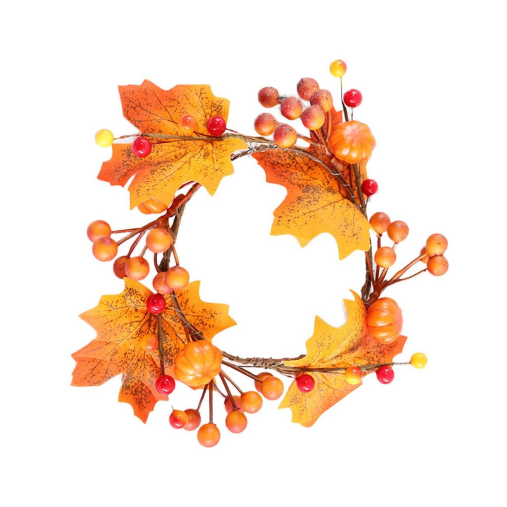 PRETYZOOM Thanksgiving Day Wreath Simulated Maple Leaf Pumpkin Decor for Front Door Autumn Harvest Party Wreath for Decoration Festive Home Accent