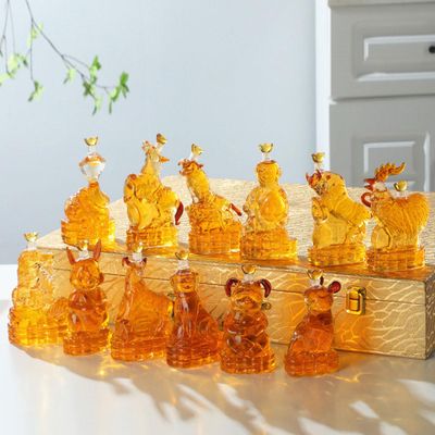 12 Chinese Zodiac Wine & Whiskey Decanter Set, 12 Set Miniature Decanters Table Decoration, Constellation Glassware, Animal Wine & Whiskey Carafe Gift 150 ML