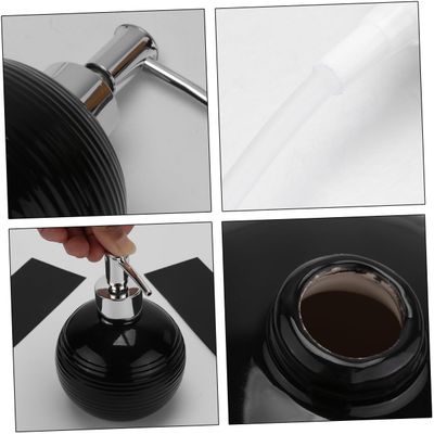Amosfun Black Ceramic Lotion Pump Bottle Squeeze Dispenser for Liquid Soap Shampoo Moisturizer Refillable Porcelain Container for Bathroom Kitchen Use Unisex Design