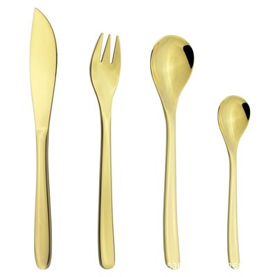Silverware Flatware Set, 4/16/24/32/40/48 Pieces Champagne Gold 304 Stainless Steel Cutlery Set Steak Knife, Fork And Spoon(GOLDEN,1Set-4Pcs)