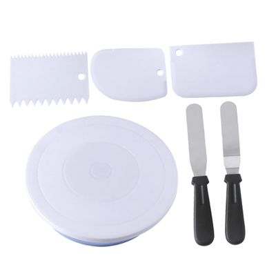 Mikinona Rotating Cake Stand Kit with Non-slip Base Manual Turntable for Decorating Cakes Pastries Baking Tool Set for Effortless Design and Presentation