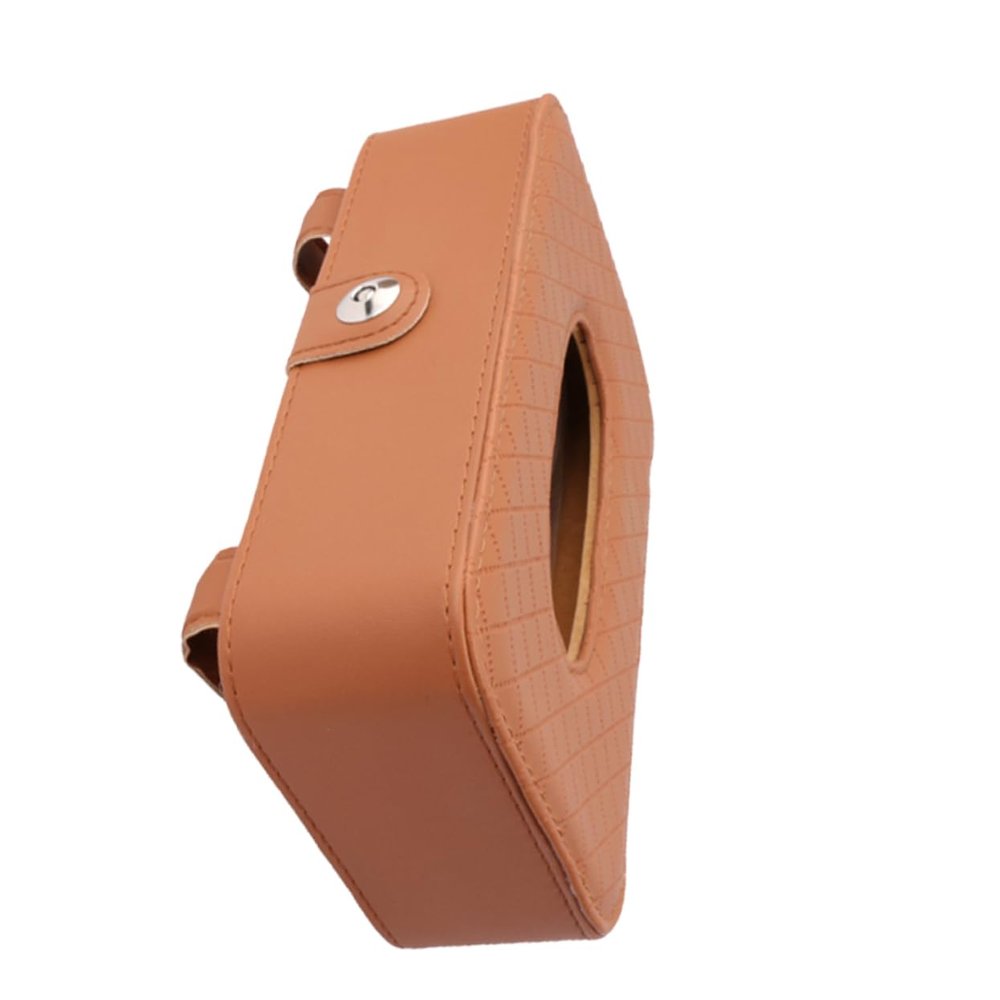 Amosfun Multi-Function Leather Tissue Mounted Napkin Holder for Easy Access and Stylish Decor Vehicle Office Home Brown