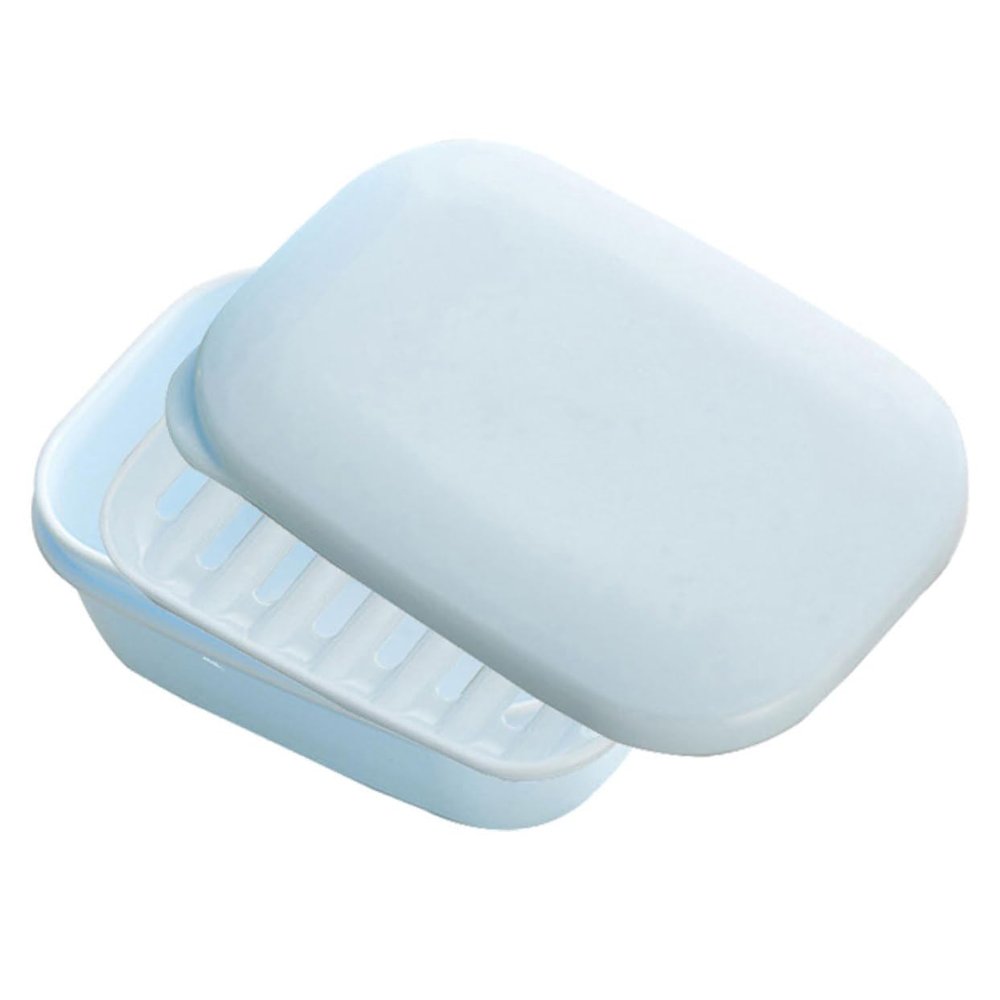 Amosfun Light Blue Travel Soap Holder Portable Soap Box Removable Interlayer for Easy Cleaning for Outdoor Activities Hiking Camping and Gym Use