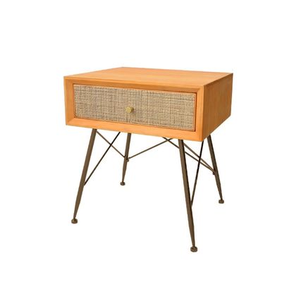 GLigeT Bedside Cabinet Wood Bedside Table Small Simple Glass Bedside Locker Bedroom Retro Single Drawer Bedside Table Nightstand (Color : B)