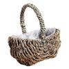SHOWERORO Fashion Wedding Flower Basket Handheld Creative Weave Design Elegant Flower Girl Holder Natural Color for Floral Arrangements for Weddings and Special Events view 1