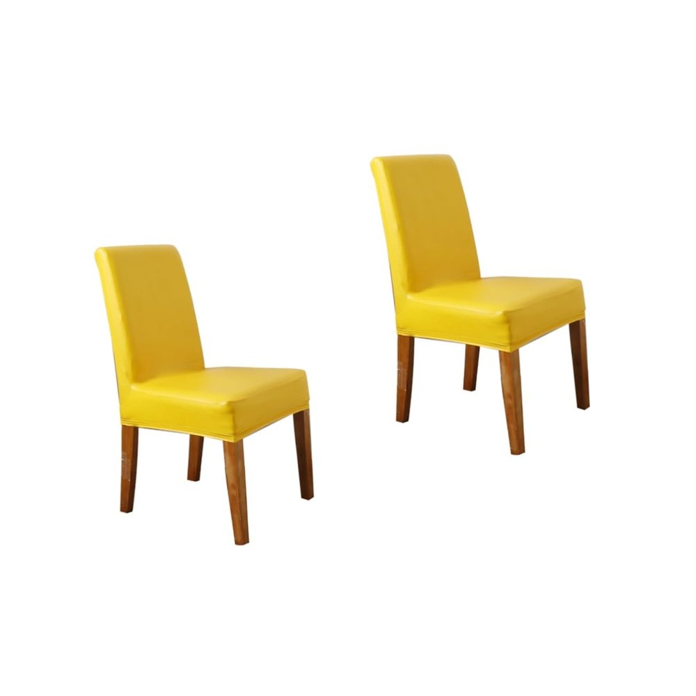 DECHOUS 2pcs Elastic Stretchy Chair Cover Yellow Removable Protective Slipcover for Dining Hotel Office Party Use Fits Chairs Easy to Clean for Banquets Ceremonies