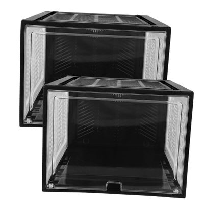 MAGICLULU 2pcs Stackable Thickened Shoe Containers Shoe Storage Box Magnetic Door for Easy Access for Organizing Sneakers and Footwear