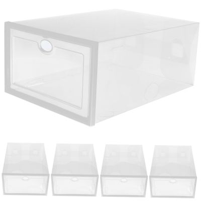 MAGICLULU 5pcs Stackable Transparent Shoe Storage Box Easy-access Organizers for Sneakers Lightweight and Containers for Home Organization Use