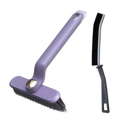 GIFZES Small Gap Cleaner Bathroom Sink Scrubber Multi-Function Rotating Crevice Cleaning Brush with Ergonomic Handle Purple