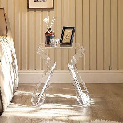 ADRBBS Clear Acrylic Side Table, Acrylic Small End Table Nightstand Modern Bed Side Table for Living Room, Bedroom,C,40x30x44cm(16x12x17inch)
