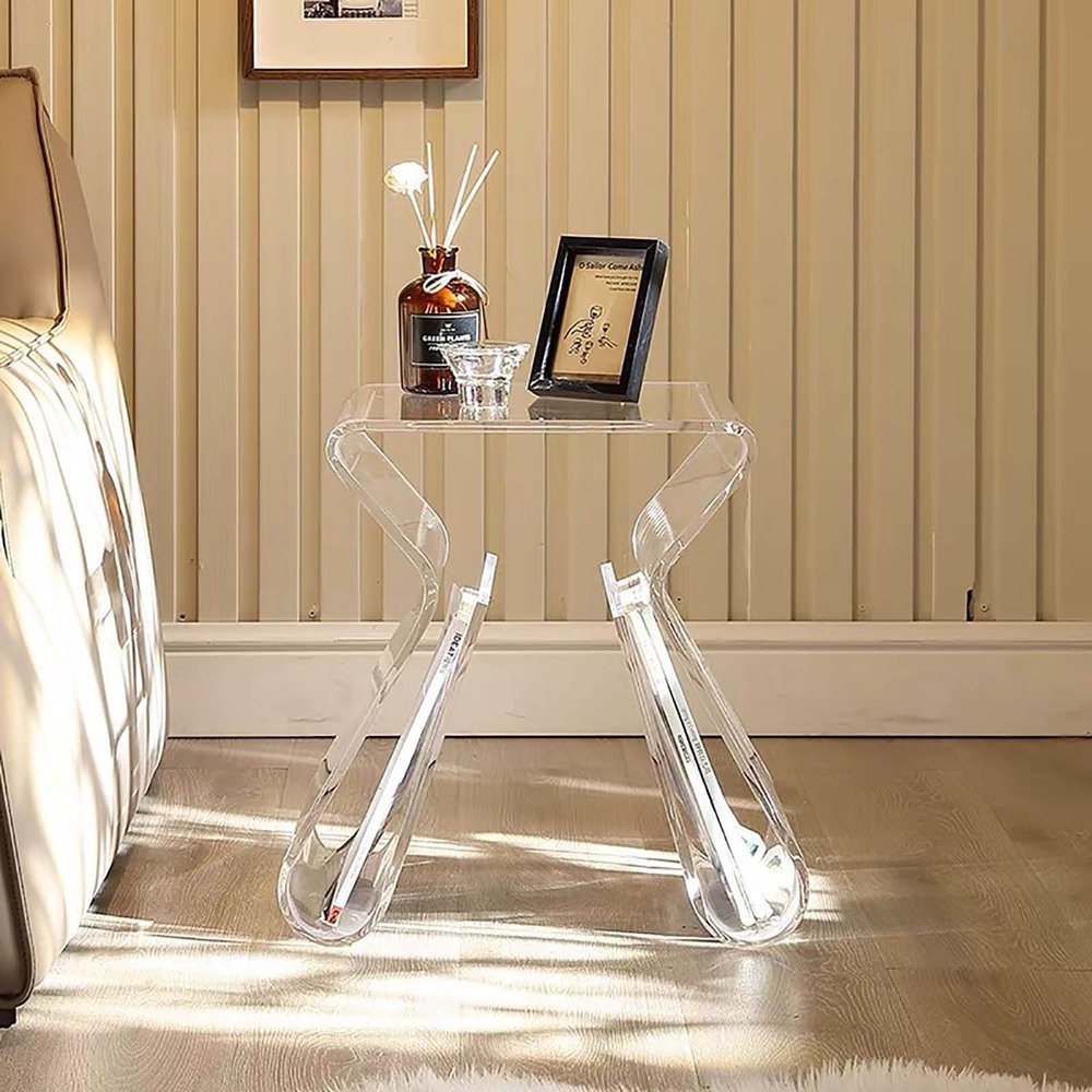 ADRBBS Clear Acrylic Side Table, Acrylic Small End Table Nightstand Modern Bed Side Table for Living Room, Bedroom,C,40x30x44cm(16x12x17inch)