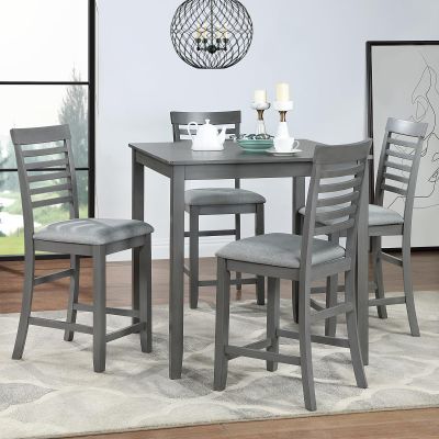 LUMISOL Farmhouse Dining Table Set for 4, Solid Wood Counter Height Kitchen Table Set for Kitchen, Dining Room, Home Bar, Grey