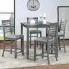 LUMISOL Farmhouse Dining Table Set for 4, Solid Wood Counter Height Kitchen Table Set for Kitchen, Dining Room, Home Bar, Grey view 1