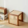 ADRBBS Wood Rattan Side Table,Small End Table Balcony Window Table with Storage for Small Space, Living Room and Bedroom,D,35x35x35cm(14x14x14inch) view 1