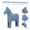 ABOOFAN 1pcs Desktop Wooden Horse Ornament Cute and Simple Style Table Decor for Boys and Girls Room Living Room Office Wooden Craft Fine Details Small Blue view 2
