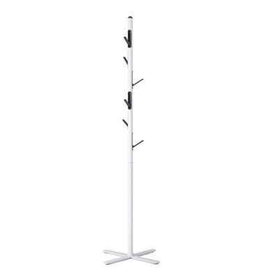 Entryway Coat Tree Metal Floor-Standing Coat Rack 6 Folding Hooks Quick Installation Cross Base Stable and Firm Coat Stand for Hanging Clothes Industrial Coat Rack (Color : White)