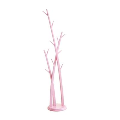 Entryway Coat Tree Unique Coat Rack Tree Wooden Freestanding Floor Coat Stand with 10 Hooks & Solid Wood Chassis for Coats Hats Bags Purses Industrial Coat Rack (Color : Pink, Size : 40 * 40 * 180cm)