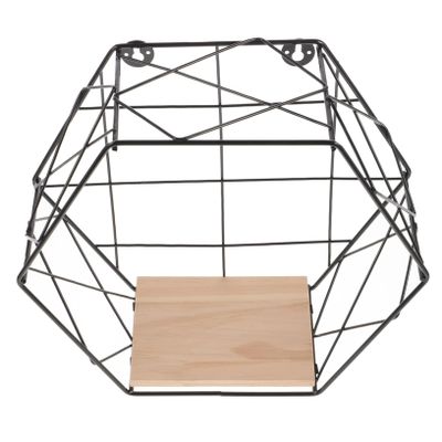 ABOOFAN Hexagon Floating Shelf Wall Mounted Iron Wire Storage Rack Black Plant Display Shelf for Bedroom Living Room Office Decor