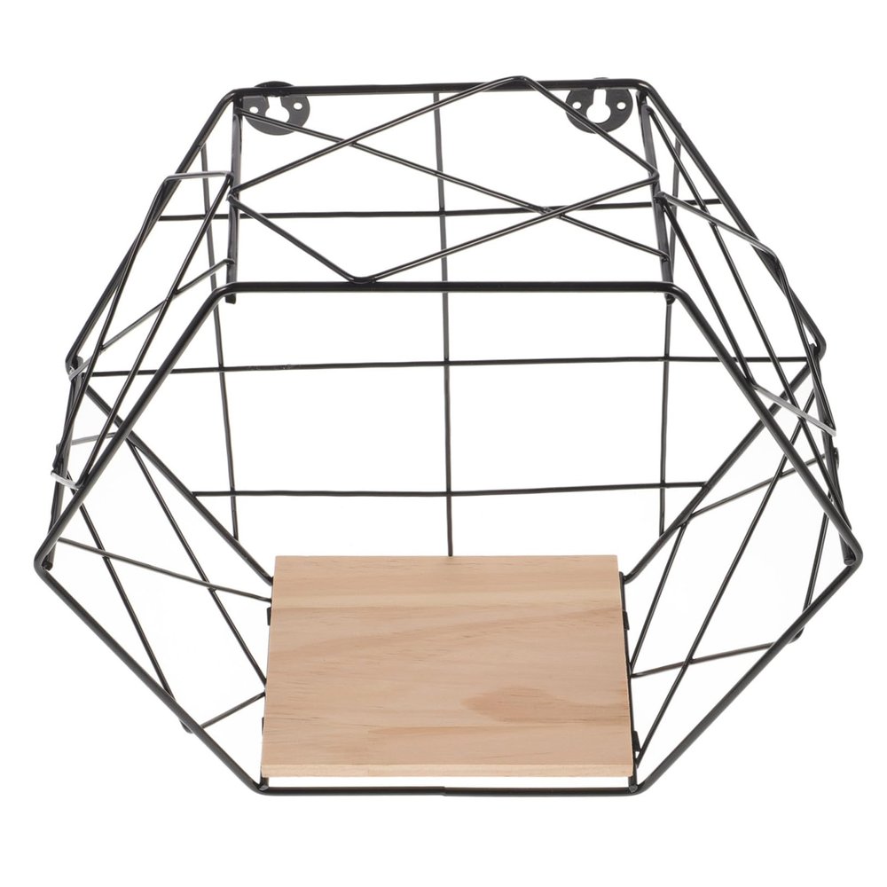 ABOOFAN Hexagon Floating Shelf Wall Mounted Iron Wire Storage Rack Black Plant Display Shelf for Bedroom Living Room Office Decor